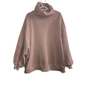 LIT Whisper Oversized Turtleneck Sweatshirt Dusty Rose Pink Dropped Shoulder XXL